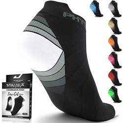 Physix Gear Sport Sportsocken Kurz Atmungsaktive Laufsocken Männer & Frauen Running Socks mit Kompression - Jogging Socken, Wander Socken, Badminton Socken, Bike Socken (2 PAAR) WEIß SCHWARZ S/M von Physix Gear Sport