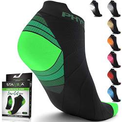 Physix Gear Sport Sportsocken Kurz Atmungsaktive Laufsocken Männer & Frauen Running Socks mit Kompression - Jogging Socken, Wander Socken, Badminton Socken, Bike Socken (2 Paar) GRÜN SCHWARZ L/XL von Physix Gear Sport