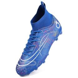 PiDaGlobal Fußballschuhe Herren High Top Spike Cleats Fussballschuhe Jugendliche Athletics Trainingsschuhe Professionelle Outdoor Sportschuhe Fußball Stiefel 39EU Blau von PiDaGlobal