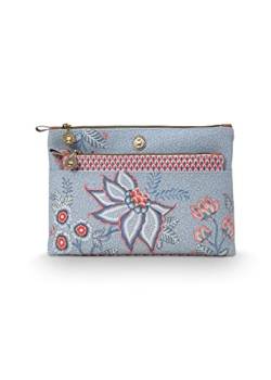 PiP Studio [W2023/02] Cosmetic Bag Combi Flower Festival Light Blue/Scallop Red 26x18x7.5cm/22x13x1cm von PiP Studio