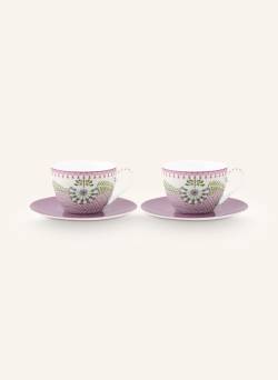 Pip Studio 2er-Set Kaffeetassen Lotus Mit Untertassen weiss von PiP Studio