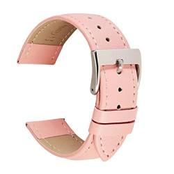 PiWine Uhrenarmbänder, Uhrenarmband, 16/18/20/22 mm, elegante, farbenfrohe Echtleder-Uhrenarmbänder mit Edelstahlverschluss, Armbanduhr-Armband-Zubehör (Color : Roze, Size : 16mm) von PiWine