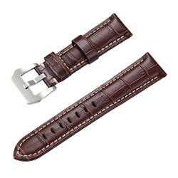 PiWine Uhrenarmbänder, Uhrenarmband, 22 mm/24 mm, rauer Stil, echtes Leder, Ersatz-Armband for Herren, bequem und wasserdicht, atmungsaktiv (Color : Type D1, Size : 24mm) von PiWine