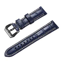 PiWine Uhrenarmbänder, Uhrenarmband, 22 mm/24 mm, rauer Stil, echtes Leder, Ersatz-Armband for Herren, bequem und wasserdicht, atmungsaktiv (Color : Type D6, Size : 24mm) von PiWine