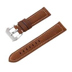 PiWine Uhrenarmbänder, Uhrenarmband, 22 mm/24 mm, rauer Stil, echtes Leder, Ersatz-Armband for Herren, bequem und wasserdicht, atmungsaktiv (Color : Type E1, Size : 22mm) von PiWine