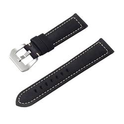 PiWine Uhrenarmbänder, Uhrenarmband, 22 mm/24 mm, rauer Stil, echtes Leder, Ersatz-Armband for Herren, bequem und wasserdicht, atmungsaktiv (Color : Type E3, Size : 22mm) von PiWine