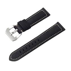 PiWine Uhrenarmbänder, Uhrenarmband, 22 mm/24 mm, rauer Stil, echtes Leder, Ersatz-Armband for Herren, bequem und wasserdicht, atmungsaktiv (Color : Type E3, Size : 24mm) von PiWine