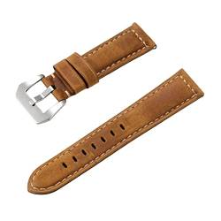 PiWine Uhrenarmbänder, Uhrenarmband, 22 mm/24 mm, rauer Stil, echtes Leder, Ersatz-Armband for Herren, bequem und wasserdicht, atmungsaktiv (Color : Type E5, Size : 24mm) von PiWine