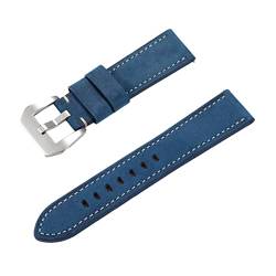 PiWine Uhrenarmbänder, Uhrenarmband, 22 mm/24 mm, rauer Stil, echtes Leder, Ersatz-Armband for Herren, bequem und wasserdicht, atmungsaktiv (Color : Type R1, Size : 22mm) von PiWine