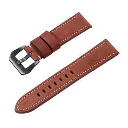 PiWine Uhrenarmbänder, Uhrenarmband, 22 mm/24 mm, rauer Stil, echtes Leder, Ersatz-Armband for Herren, bequem und wasserdicht, atmungsaktiv (Color : Type R4, Size : 24mm) von PiWine