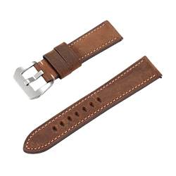 PiWine Uhrenarmbänder, Uhrenarmband, 22 mm/24 mm, rauer Stil, echtes Leder, Ersatz-Armband for Herren, bequem und wasserdicht, atmungsaktiv (Color : Type R6, Size : 22mm) von PiWine