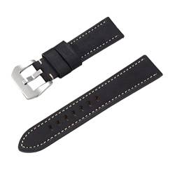 PiWine Uhrenarmbänder, Uhrenarmband, 22 mm/24 mm, rauer Stil, echtes Leder, Ersatz-Armband for Herren, bequem und wasserdicht, atmungsaktiv (Color : Type R7, Size : 24mm) von PiWine