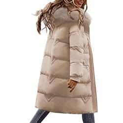 Pianshanzi Winterjacke Damen Lang mit Fell Wasserdicht Schwarz Sale Warm Winterparka Damenmantel Parka Dicker Wintermantel Winterparka mit Kapuze Windbreaker Taschen Softshell-Jacke Damenmantel von Pianshanzi