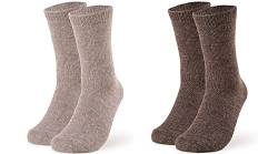 2 Paar Alpaka Wollsocken Herren atmungsaktive Kuschelsocken Wolle beige braun 43 44 45 46 von Piarini