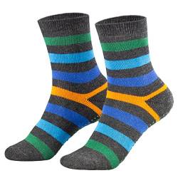 2 Paar Kinder Stoppersocken ABS Socken Anti Rutschsocken Noppen Baumwolle Jungen Mädchen Anthrazit 23 24 25 26 von Piarini