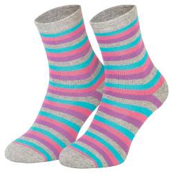 2 Paar Kinder Stoppersocken ABS Socken Anti Rutschsocken Noppen Baumwolle Jungen Mädchen Grau Ringel 35 36 37 38 von Piarini