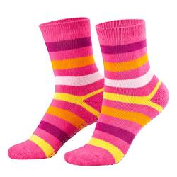 2 Paar Kinder Stoppersocken ABS Socken Anti Rutschsocken Noppen Baumwolle Jungen Mädchen Pink 35 36 37 38 von Piarini