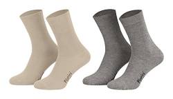 43-46 - 8 Paar Business Socken, Anzugsocken ohne Gummibund Baumwolle - Herren Damen - 8er Pack - 4xbeige 4xgrau von Piarini