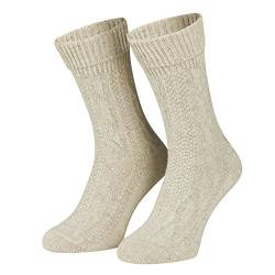 Piarini 1 Paar kurze Trachtensocken Trachtenstrumpf Umschlagsocken mit Zopfmuster - Herren Damen - Baumwolle beige meliert Gr. 36-38 von Piarini