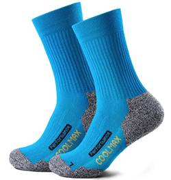 Piarini 2 Paar Coolmax Wandersocken Outdoorsocken Funktionssocken lang petrol 39-42 von Piarini