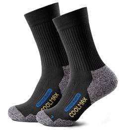 Piarini 2 Paar Coolmax Wandersocken Outdoorsocken Funktionssocken lang schwarz 43-46 von Piarini