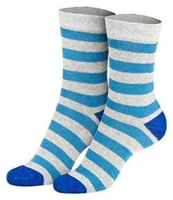 Piarini 2 Paar Kindersocken geringelt bunt Vollfrottee Jungen Mädchen Weiche Kinderstrümpfe Kids Boys Girls Socks blau grau 35 36 37 38 von Piarini