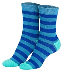 Piarini 2 Paar Kindersocken geringelt bunt Vollfrottee Jungen Mädchen Weiche Kinderstrümpfe Kids Boys Girls Socks jeans türkis 31 32 33 34 von Piarini