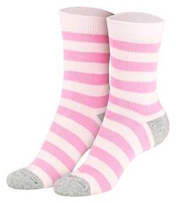 Piarini 2 Paar Kindersocken geringelt bunt Vollfrottee Jungen Mädchen Weiche Kinderstrümpfe Kids Boys Girls Socks rosa pink grau 27 28 29 30 von Piarini