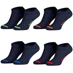 Piarini 39-42 8 Paar Sneaker Socken Sportsocken Baumwolle - Ohne Naht - Kurze Unisex Damen Herren blau jeans neon 40 41 von Piarini