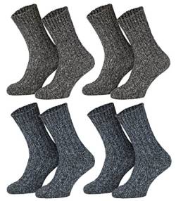 Piarini 4 Paar Norwegersocken Wintersocken Damen Herren aus Schafwolle - blau-anthrazit-melange Gr.47-50 von Piarini