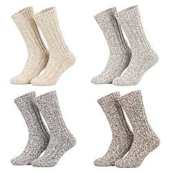 Piarini 4 Paar Norwegersocken Wintersocken Damen Herren aus Schafwolle - farbmix grau-natur-melange Gr.39-42 von Piarini