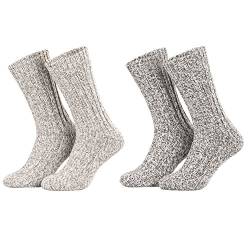 Piarini 4 Paar Norwegersocken Wintersocken Damen Herren aus Schafwolle - grau-melange Gr.47-50 von Piarini