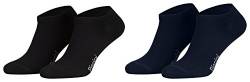 Piarini 43-46/8 Paar Sneaker-Socken Sportsocken Baumwolle ohne Naht kurz Damen Herren Schwarz-Navy von Piarini