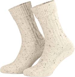 Piarini 45-46 - 1 Paar kurz Trachtensocken Schoppersocke mit Umschlag Zopfmuster Herren - Lederhosensocken aus Wolle Beigemeliert Beige von Piarini