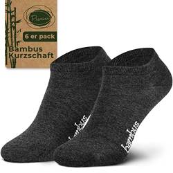 Piarini 6 Paar Bambus Socken Sneaker Socken Herren dünne atmungsaktive diabetiker Füßlinge Gr. 47 48 49 50 anthrazit von Piarini