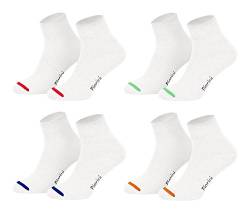 Piarini 8 Paar kurze Socken Kurzsocken Quarter Socken für Damen Herren - dünn ohne Gummibund - weiss mit Neonspitze 43-46 von Piarini