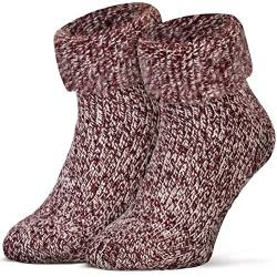 Piarini ABS Stoppersocken Wollsocken Wintersocken Norwegersocken Innenfrottee Damen Herren lila bordeaux meliert 39 40 41 42 von Piarini