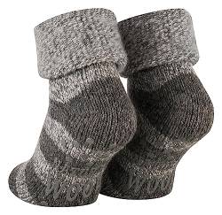 Piarini ABS Stoppersocken Wollsocken Wintersocken Norwegersocken Innenfrottee Männer Herren geringelt grau meliert 43 44 45 46 von Piarini