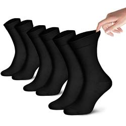 Piarini Arztsocken ohne Gummibund Herren 3er Pack - venenfreundliche Arbeitssocken aus Baumwolle Schwarz 43 44 45 46 von Piarini