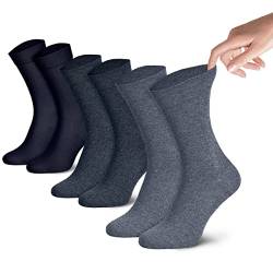 Piarini Damensocken ohne Gummibund 3er Pack - weit dehnbare Socken aus Baumwolle Navy Blau 35 36 37 38 von Piarini