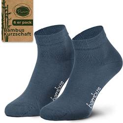 Piarini Gr. 35 36 37 38 6 Paar Bambussocken Damen-Socken Frauen-Kurzschaf kurz jeans blau von Piarini