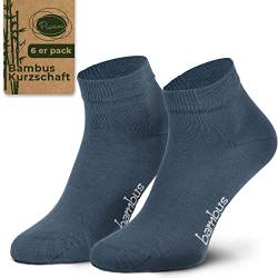 Piarini Gr. 47-50 6 Paar Bambussocken Herren-Socken kurz jeans blau von Piarini