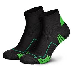 Piarini Laufsocken Herren Kurz Atmungsaktive Jogging Socken MESH Gewebe Lauf Socken Anti-Blasen Naht Fitness Socken Sportsocken Grün 43-46 von Piarini