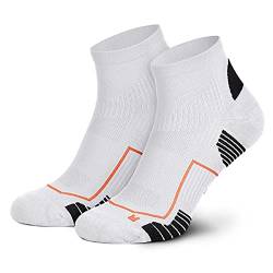 Piarini Laufsocken Herren Kurz Atmungsaktive Jogging Socken MESH Gewebe Lauf Socken Anti-Blasen Naht Fitness Socken Sportsocken Weiß Schwarz 39-42 von Piarini