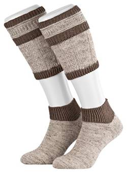 Piarini Nussmeliert Braun 2 teilig Loferl Trachtenstrümpfe Trachtensocken Wadenwärmer Herren Zopfmuster Gr. 39 41 42 von Piarini