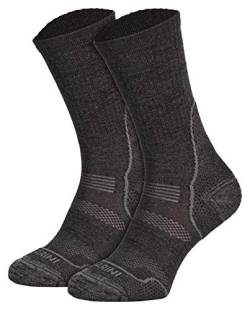 Piarini Wandersocken Herren 1 Paar- Trekkingsocken aus Merino für Herbst & Winter - Atmungsaktiv Antiblasen Gepolstert Dunkelgrau Anthrazit 39-42 von Piarini