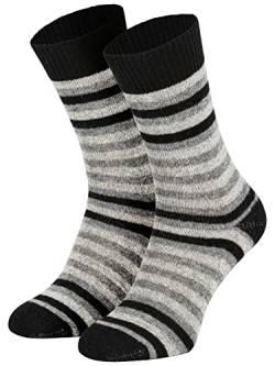 Piarini Wollsocken Wolle Damen Herren Wintersocken Warme Haussocken Haussocken Kuschelsocken dünn geringelt schwarz 35-38 von Piarini