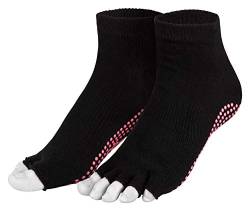 Piarini schwarz 1 Paar offene Zehensocken kurz ABS Socken Baumwolle Yoga-Socken offenen Zehen Pilates-Socken Fitness 35 36 37 38 von Piarini