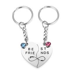 PiercingJak Best Friends Schlüsselanhänger mit Herz Puzzle Anhänger Freundschaft BFF Geschenk für Beste Freunde, 2 Stücke Edelstahl Schlüsselband Keychain Gift von PiercingJak