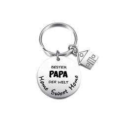 PiercingJak Bester Papa Schlüsselanhänger mit Gravur Home Sweet Home Süße Vatertag Geschenk für Vater Mann, Silber Edelstahl Schlüsselbund Daddy Keychain Gift von PiercingJak